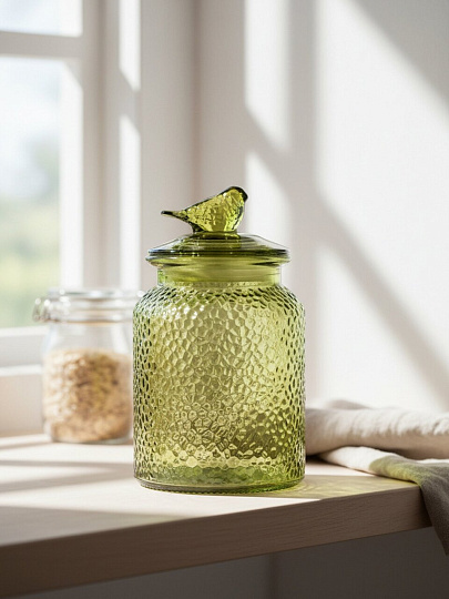 Банка для сыпучих продуктов, стекло, 0.95 л, с крышкой, Lefard, Garden Green, 172-184
