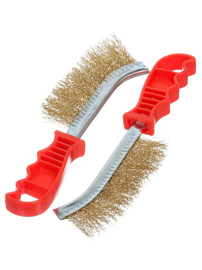 Щетка по металлу 2 шт, 1-рядная, медь, рукоятка пластик, Bartex