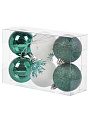 Елочный шар 6 шт, зеленый, белый, 6 см, пластик, SYQB-0122289 - фото 3