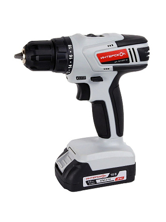 Дрель-шуруповерт аккумуляторный, Интерскол, ДА-10/18ЭР, 18 В, 1АКБ+ЗУ, экокейс