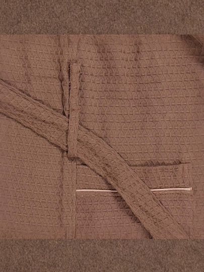 Халат унисекс, вафельный, 100% хлопок, кофейный, S-M, 44-46, Barkas, AI-0106009