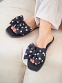 Тапки для женщин, р. 38, белый горох на черном, Nelly