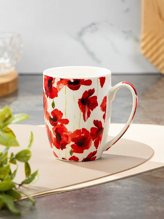 Кружка керамика, 360 мл, Яркие цветы, Y4-9007, в ассортименте