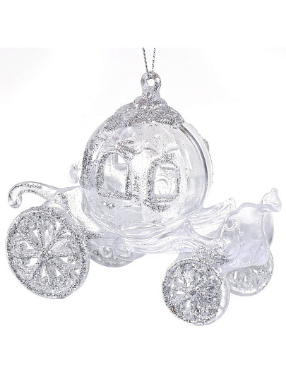 Елочное украшение Карета, серебро, 12х6х10 см, SYYKLA-182240