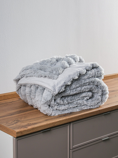 Покрывало евро, 240х260см, 100%пэ, верх ткань 460гр, вниз ткань 200гр, Silvano, Кролик, сер