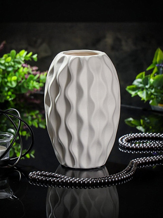 Ваза для сухоцветов керамика, настольная, 20 см, Корнелия, Y4-6558, белая