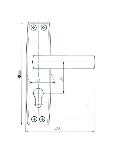 Замок врезной Зенит, ЗВ4-3.04, 00-00000516, ручка в комплекте, цилиндровый, серебряный