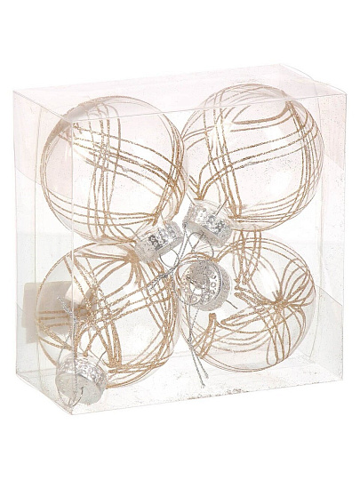 Набор шаров Эко коллекция, 4 шт, бежевый, 8 см, F010014