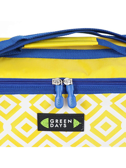 Термосумка 8 л, 30х13х28 см, Green Days, полиэстер, алюминий, прямоугольная, желтая, с синими ручками, CA210112.01