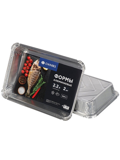 Форма для запекания алюминий, 2 шт, 31.3х21.3х4.4 см, 2.2 л, прямоугольная, Daniks, 86L