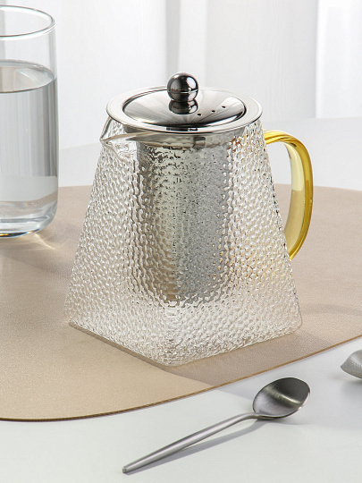 Чайник заварочный стекло, металл, 0.75 л, с ситечком, Мозаика, B050188