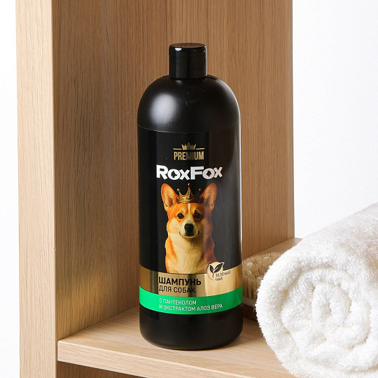 Шампунь RoxFox, для собак, 1 л, с пантенолом,с экстрактом алоэ вера, зеленый чай
