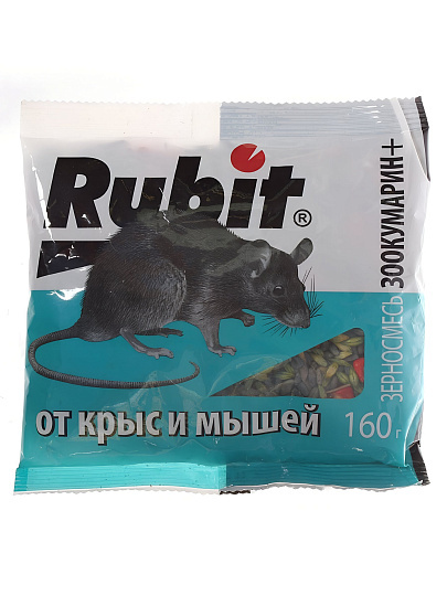 Родентицид Зоокумарин+, Rubit, от грызунов, зерновая смесь, 160 г