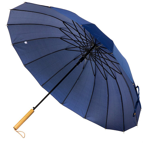 Зонт унисекс, полуавтомат, трость, 16 спиц, 60 см, полиэстер, синий, Y822-055