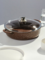 Жаровня алюминий, 28 см, 3.5 л, антипригарное покрытие, Горница, Шоколад, ж2832аш, с крышкой - фото 2
