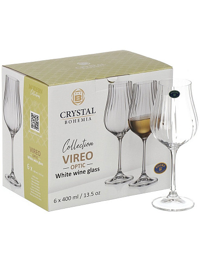 Бокал для вина, 400 мл, стекло, 6 шт, Bohemia, Vireo optic, 91L/1SJ95/0/00000/400-664