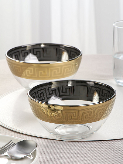 Салатник стекло, круглый, 2 шт, 7.8х7.8 см, подарочная упаковка, Греция, Glasstar, GN4_1449_1