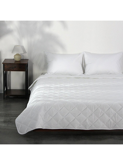 Одеяло 1.5-спальное, 140х205 см, Лебяжий пух, волокно полиэфирное, 180 г/м2, облегченное, чехол 100% хлопок, Silvano