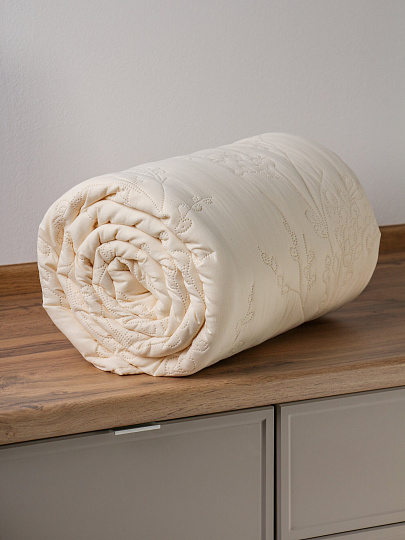 Покрывало евро, 240х260 см, 100% полиэстер, Silvano, Wild flowers, бежевое