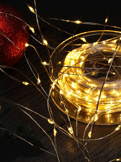 Гирлянда 500 ламп, 50 м, теплый белый свет, серебристая, в помещении, сетевая, LED, Y4-7525