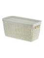Ящик хозяйственный для хранения, 4 л, 28х14х14 см, с крышкой, белый ротанг, Idea, Бязь, М 2325