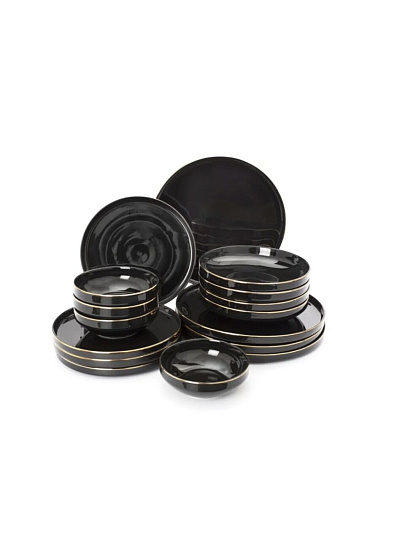 Сервиз столовый фарфор, 16 предметов, на 4 персоны, Domenik, Black Gold, DM3017