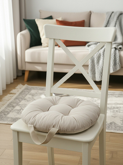 Сиденье мягкое 100% полиэстер, 40х40 см, бежевое, с ручкой, A140084