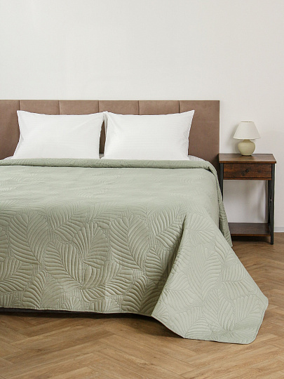 Покрывало евро, 220х240 см, 100%пэ, стеган, Silvano, Фауна, пудр-зел