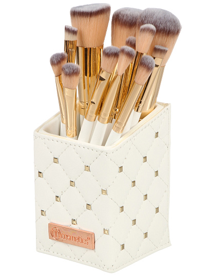 Набор кистей для макияжа, дерево, полимер, металл, с органайзером, белый, Y4-11502