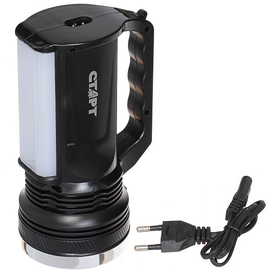 Фонарь ручной, встроенный аккумулятор, Старт, зарядка от сети 220 В, пластик, черный, СТАРТ LHE 505-B1