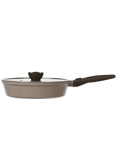 Сковорода литой алюминий, 28 см, антипригарное покрытие, Горница, Дуэт Черничный мусс, с крышкой, съемная ручка, индукция, Ис8284Дч