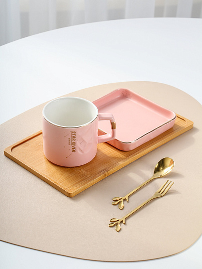 Чайная пара керамика, 4 предмета, на 1 персону, 230 мл, Звездная река, B010417, в ассортименте