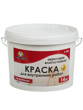 Краска водно-дисперсионная, Оптимист, Латек Л202, акриловая, влагостойкая, 14 кг