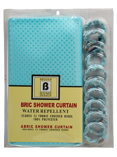 Штора для ванн 180х180 см, ПЭ, Небесно-голубой однотонный, с кольцами, Y4-11143