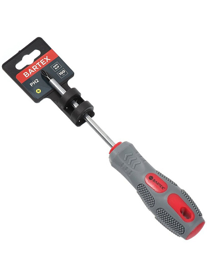 Отвертка крестовая, Bartex, PH2, 2х100 мм, антискользящая двухкомпонентная, CrV сталь, K0029N