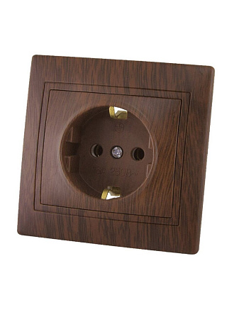 Розетка скрытой установки, 1 гнездо, с заземлением, 16 А, 250 В, пластик, IP20, бук, 2П+З, TDM Electric, Таймыр Эко, SQ1814-0312