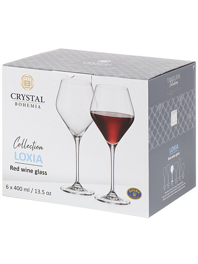 Бокал для вина, 400 мл, стекло, 6 шт, Bohemia, Loxia, 91L/1SJ03/0/00000/400-664