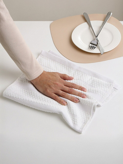 Полотенце кухонное махровое, 30х50 см, 400 г/м2, 100% хлопок, Silvano, Piano, белое, Узбекистан