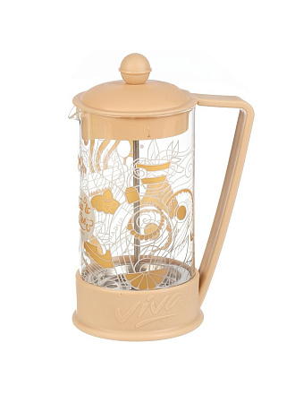 Френч-пресс 0.6 л, стекло, пластик, Barouge, Viva-la Vida Tea Coffee, мокка, BF-751