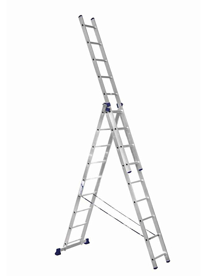 Лестница 3 секции, 9 ступеней, алюминий, 5.62 м, 150 кг, Alumet, 5309