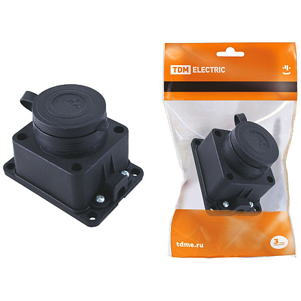 Розетка открытой установки, 1 гнездо, без заземления, 16 А, 250 В, каучук, IP44, настенная с заглушкой, TDM Electric, SQ0612-0003