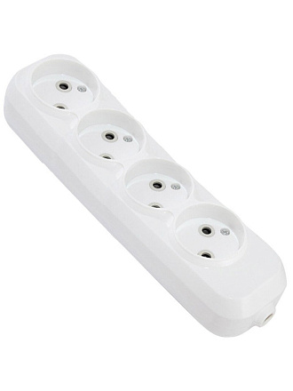 Корпус удлинителя 4 гнезда, 2 полюса, без заземления, 10 А, белый, TDM Electric, Народная, SQ1806-0419