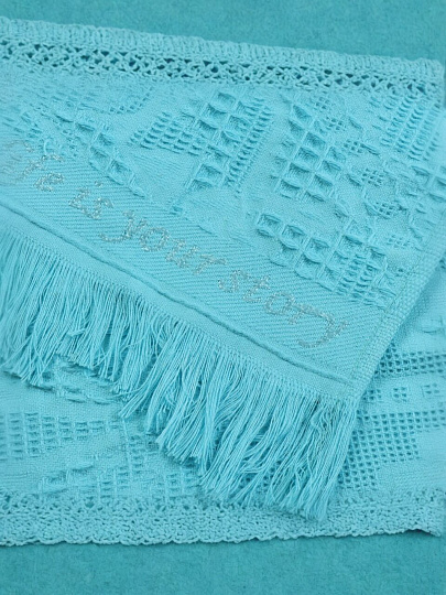 Плед 1.5-спальный, 150х180 см, 100% хлопок, Barkas, Green Days, голубой, AI-2209004