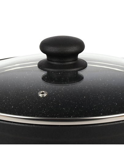 Кастрюля алюминий, антипригарное покрытие, 5 л, крышка стекло, Нева Металл Посуда, Гранит, L186650i, индукция