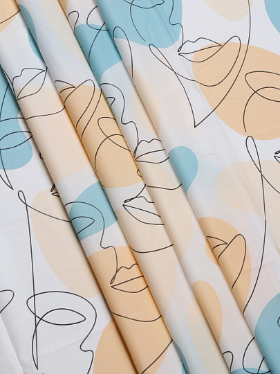 Штора для ванной 180х180 см, Peva, Камни бежево-голубые, белая, Y4-11149