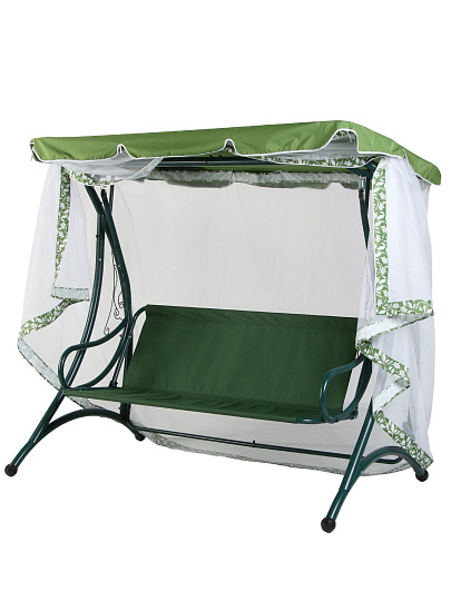 Качели садовые 3-местные, 198х115х176 см, 250 кг, Green Days, с москитной сеткой, зеленые, LG5400M-dp2, металл