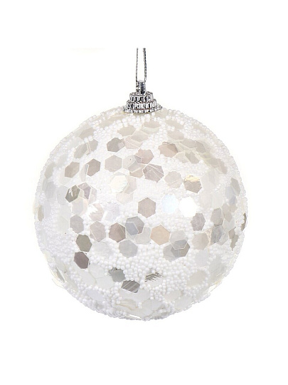 Елочный шар белый, 8 см, SYPMQF-1122139