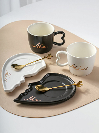 Набор чайный керамика, 6 предметов, на 2 персоны, 180 мл, в ассортименте, Мистер и миссис, B010420