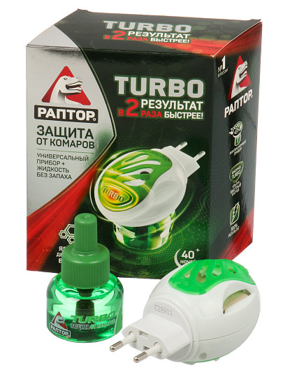 Инс.Раптор Комплект (прибор + жидкость от комаров 40 ночей) TURBO