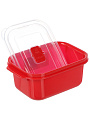 Контейнер пищевой пластик, 1 л, 18.5х12.5х8 см, красный, прямоугольный, с клапаном, DDStyle, 31202 - фото 3